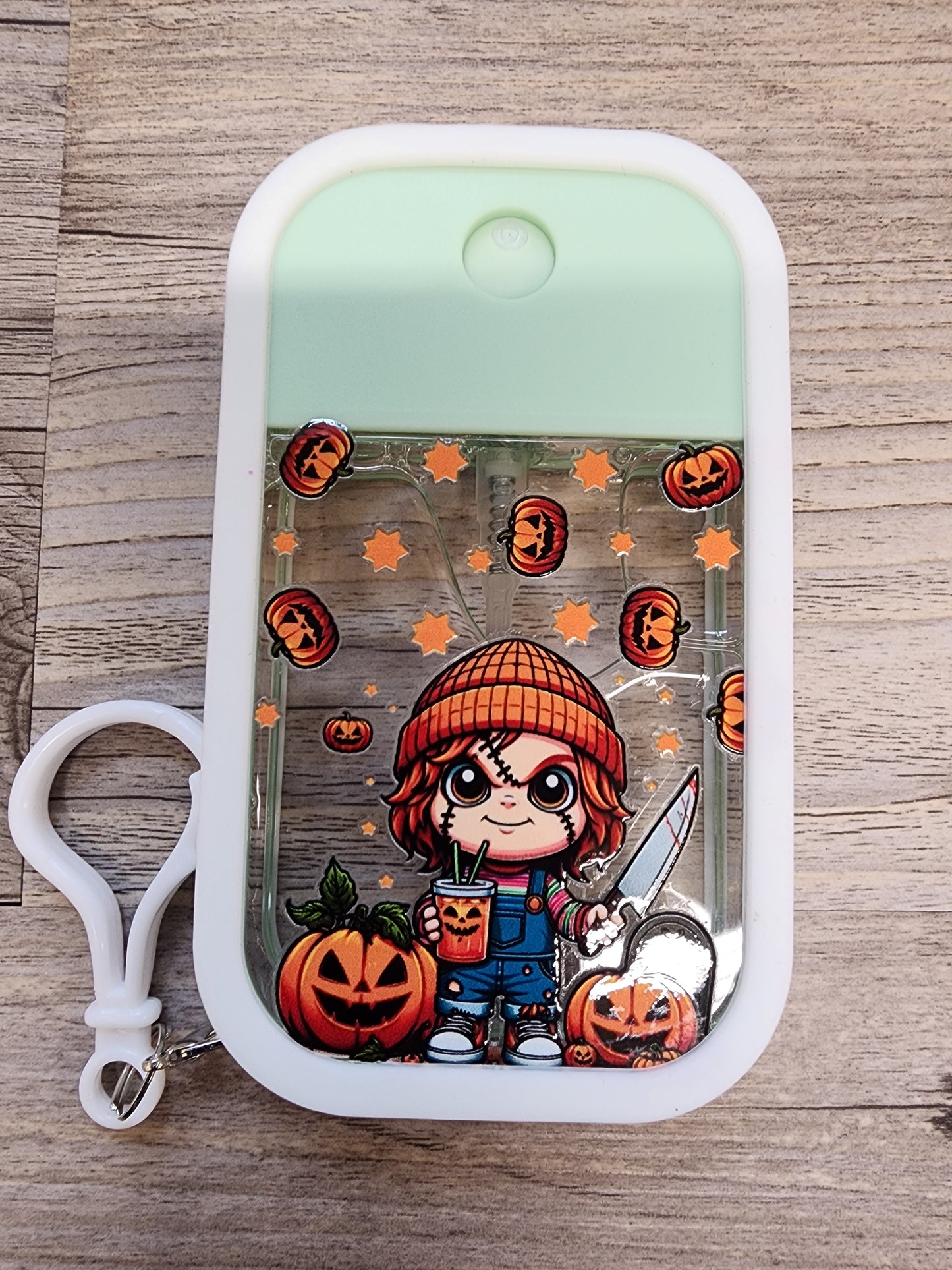 Premade Custom Hand Sanitizer Spray Bottle - Mint Green with Chuckie