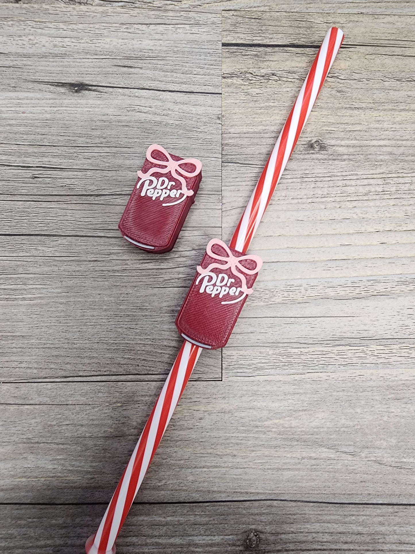 Plastic Dr. Pepper with Bow Straw Topper