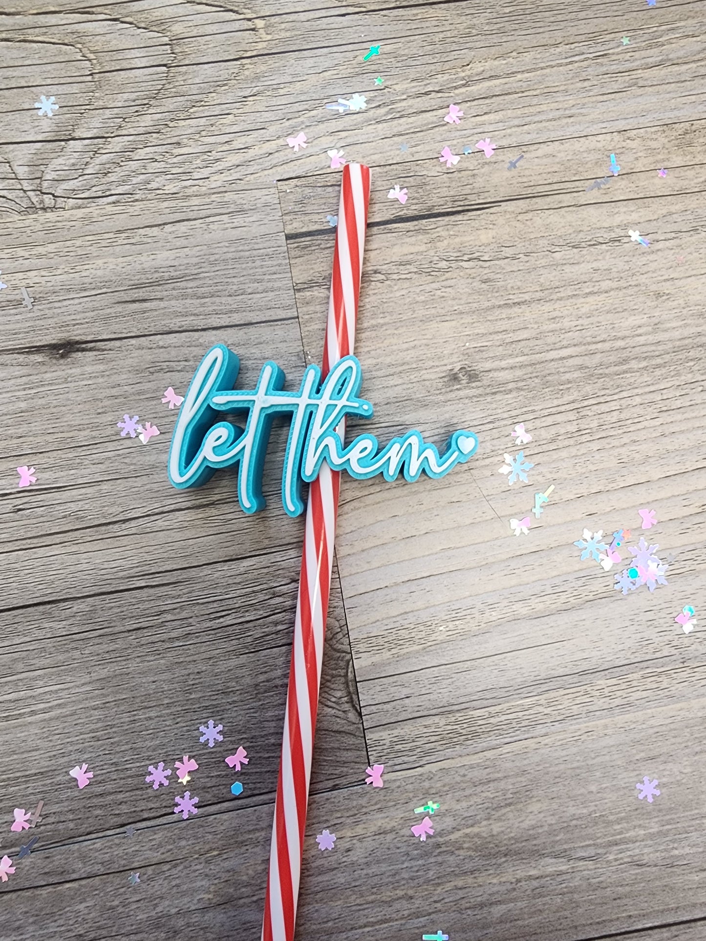 Let Them Straw Topper - Blue and White