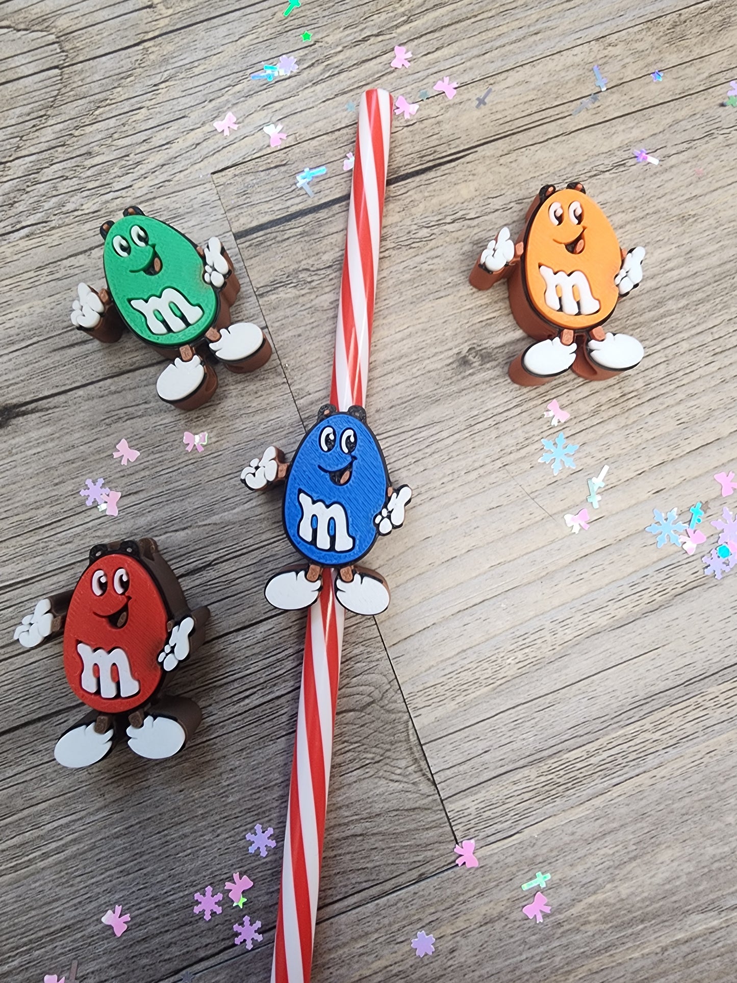 Blue M&M Straw Topper