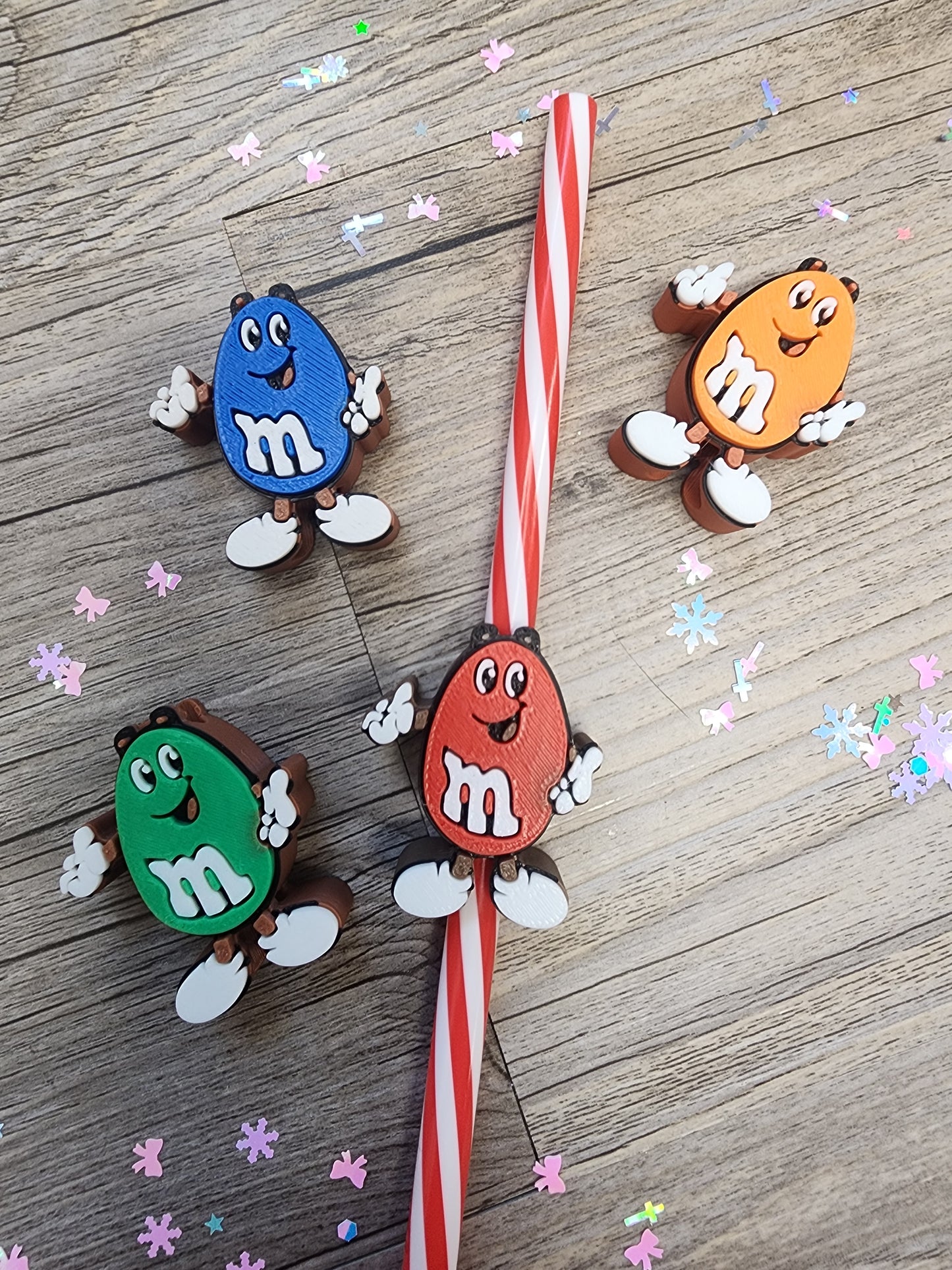 Red M&M Straw Topper