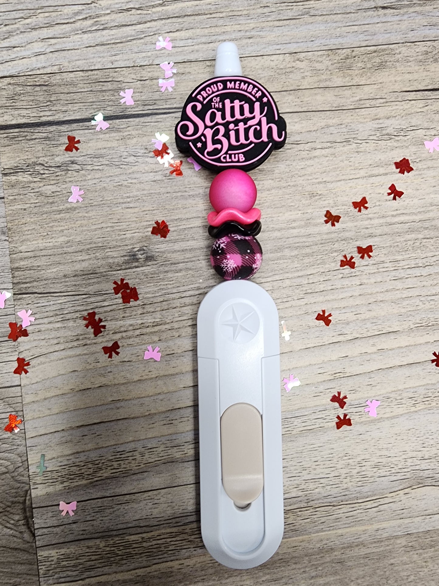 Beaded Box Cutter - White Handle with Salty Bitch Focal