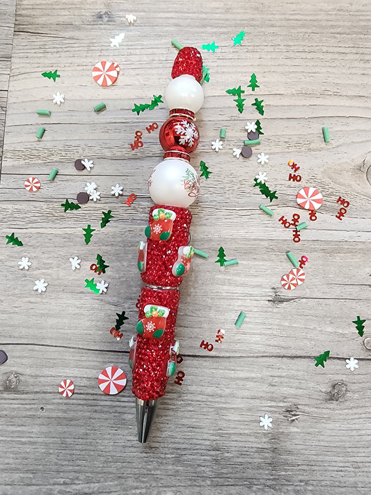Premade002 Custom Rhinestone Christmas Pen with beads