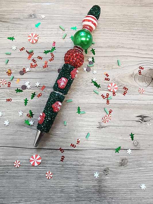 Premade002 Custom Rhinestone Christmas Pen with beads