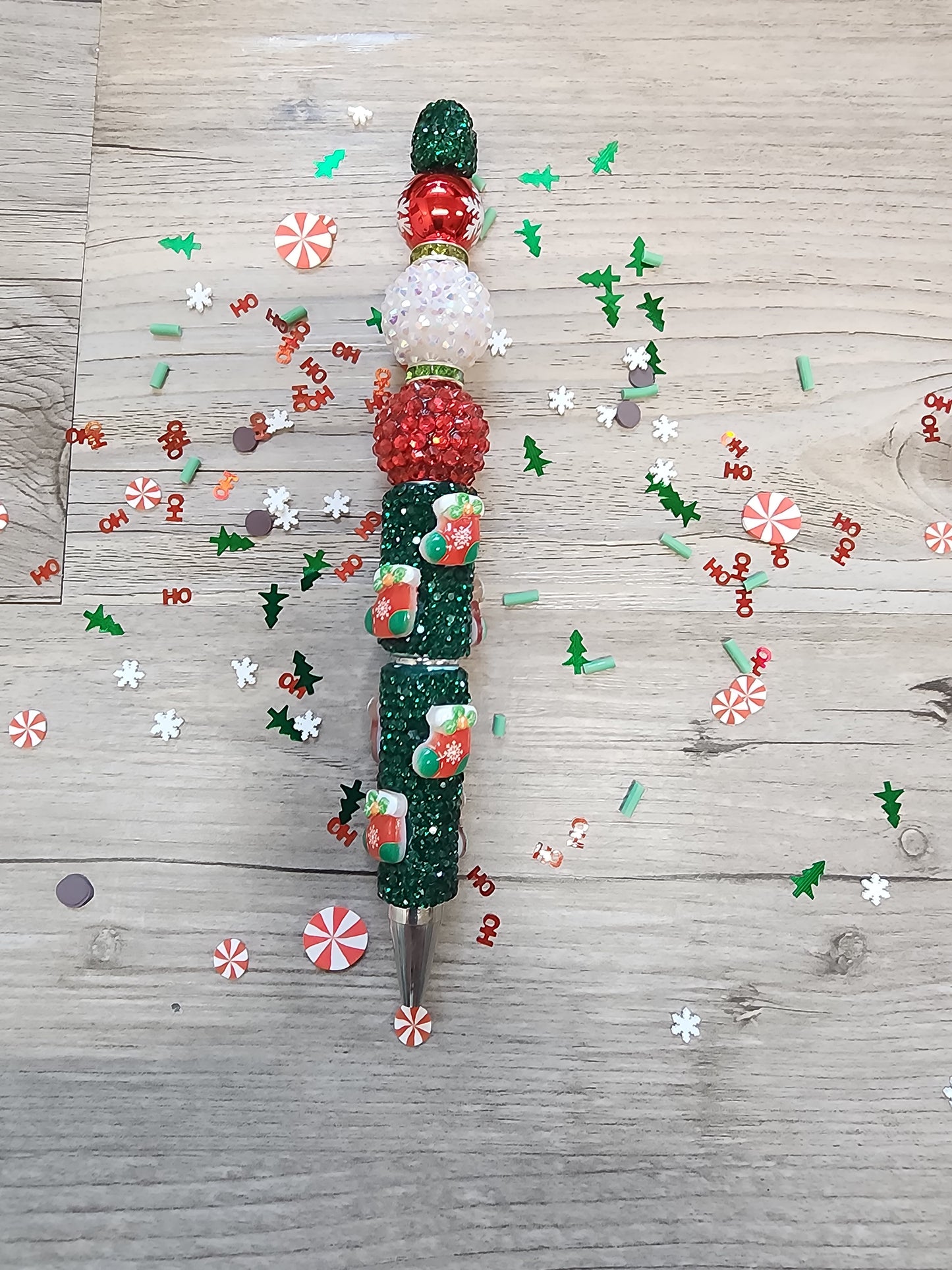 Premade002 Rhinestone Christmas Pen with beads