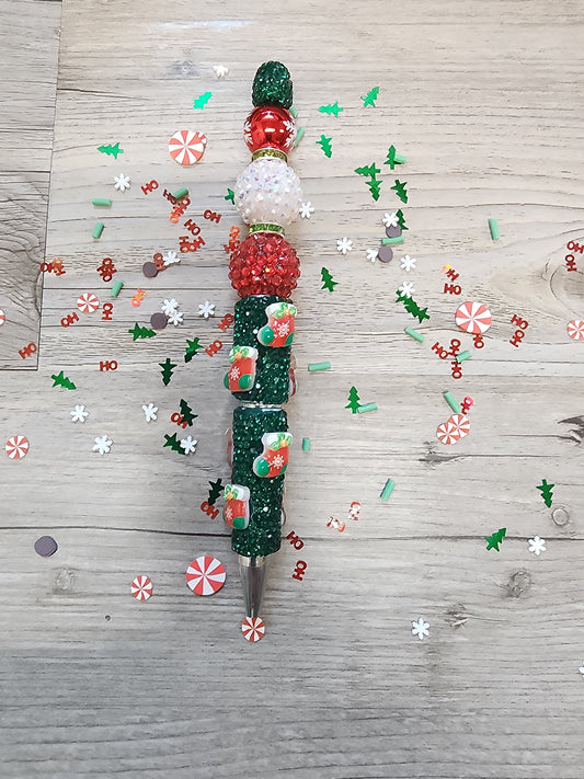 Premade002 Rhinestone Christmas Pen with beads