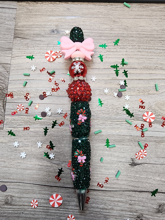 Premade002 Custom Rhinestone Christmas Pen with beads