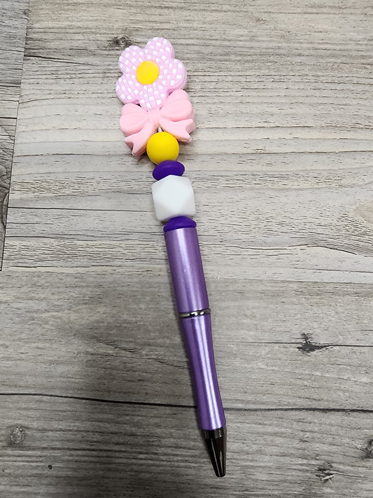 Purple Pen with Yellow and White Beads