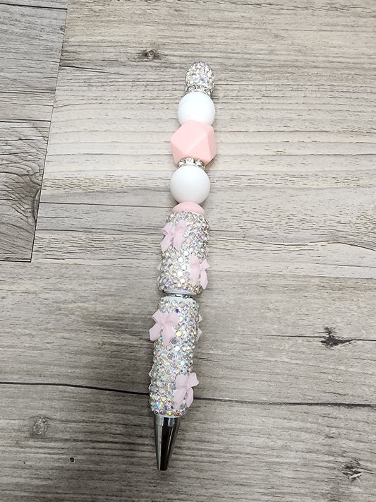 Rhinestone and Pink Bow Pen