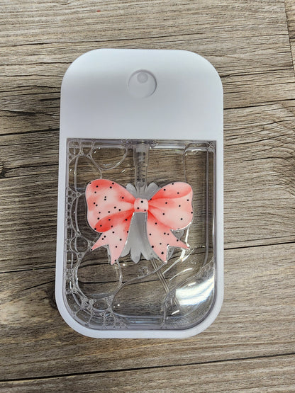 Premade Custom Hand Sanitizer Spray Bottle - White with Pretty Bow