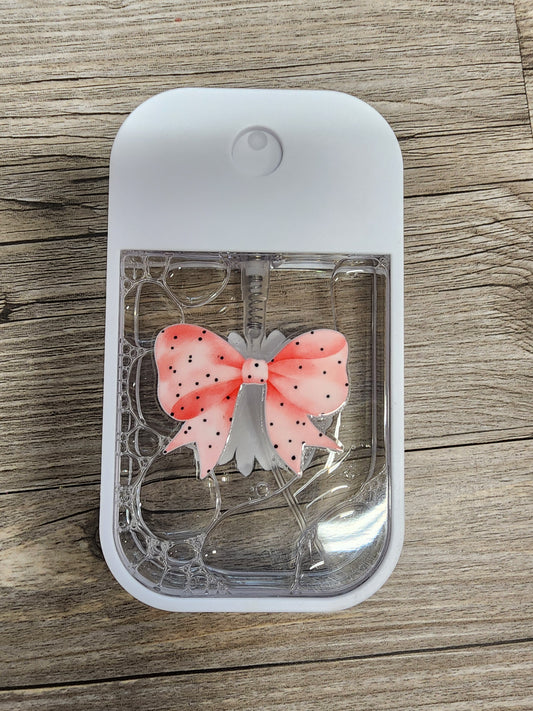 Premade Custom Hand Sanitizer Spray Bottle - White with Pretty Bow