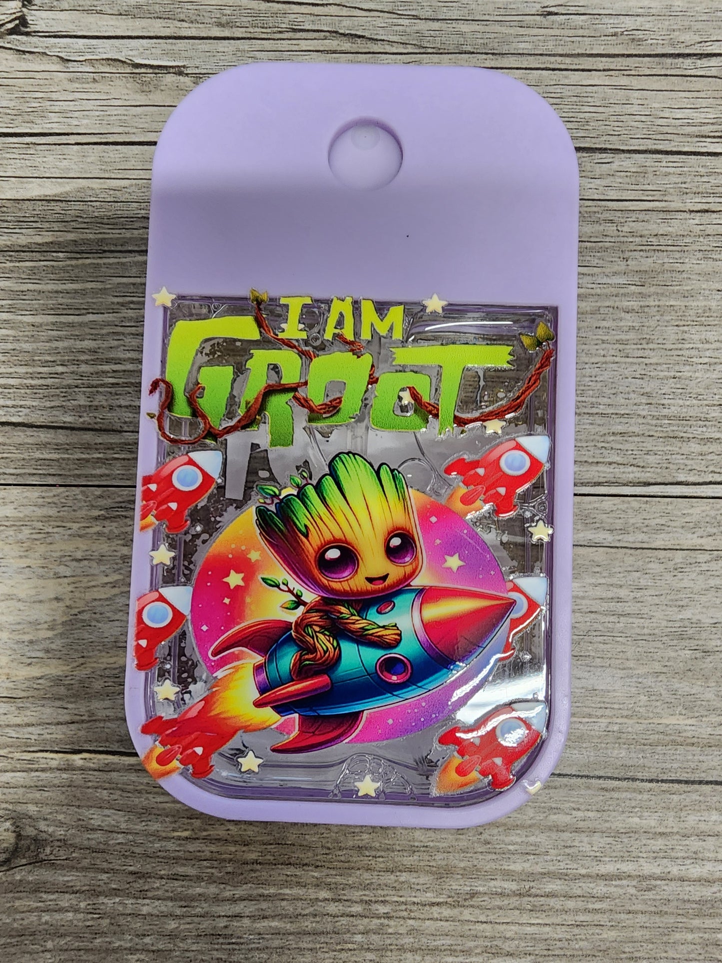 Premade Custom Hand Sanitizer Spray Bottle - Purple with Groot