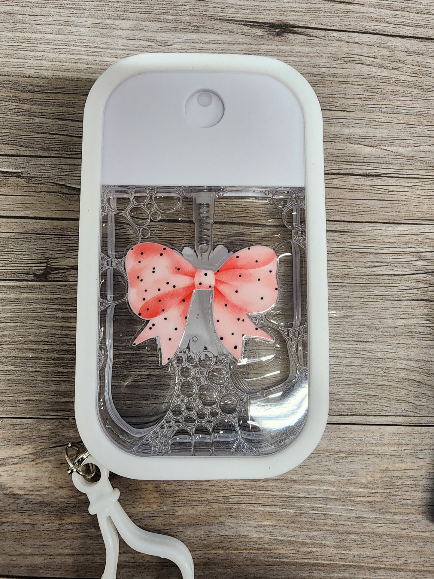 Premade Custom Hand Sanitizer Spray Bottle - White with Pretty Bow