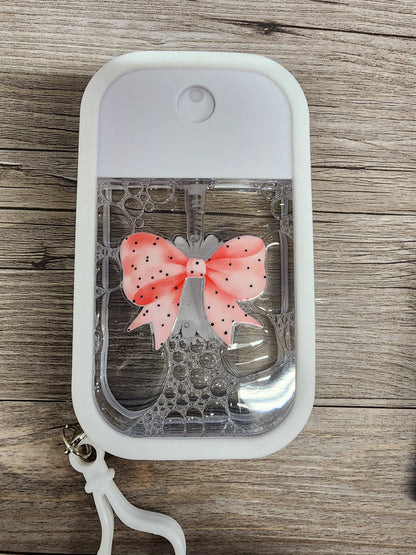 Premade Custom Hand Sanitizer Spray Bottle - White with Pretty Bow