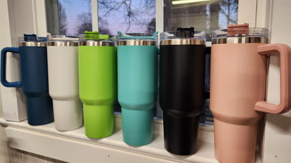 Live Cup Orders 40 oz. Powder Coated Stainless Steel Tumbler with Handle