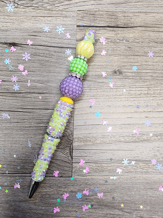 Yellow & Lavender Sparkle Pen - Rhinestone