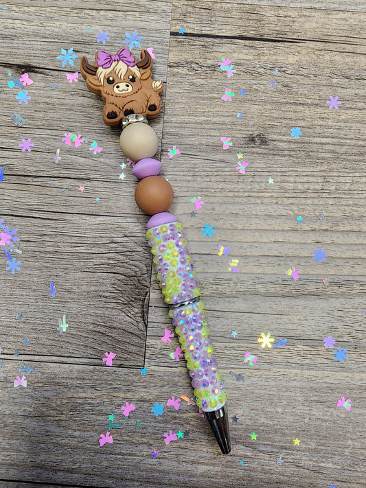 Highland Cow Pen - Yellow & Lavender Rhinestone