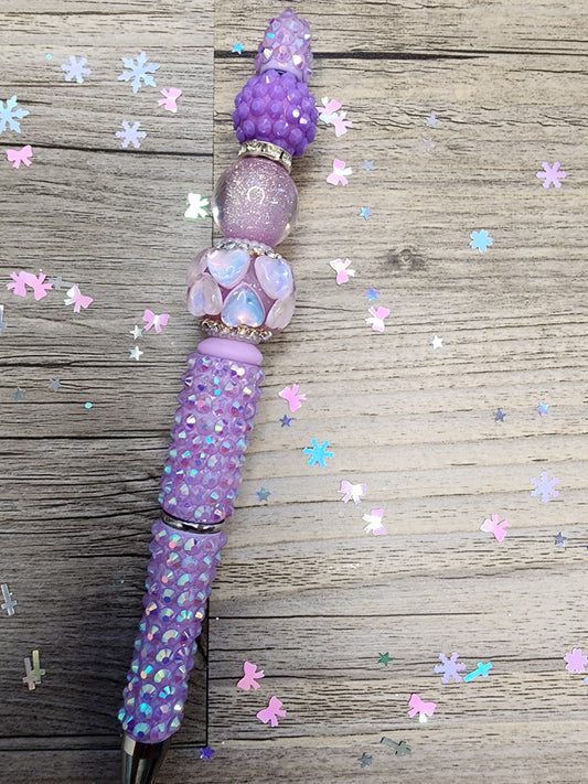 Lavender Rhinestone Pen with Hearts