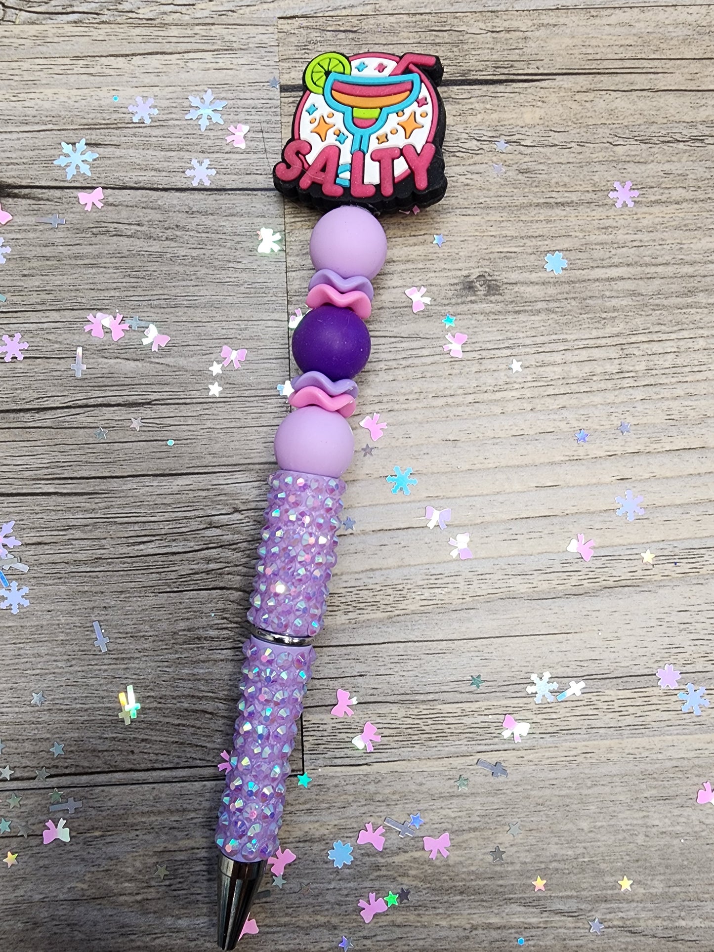 Lavender Rhinestone Pen with Salty Margarita Focal