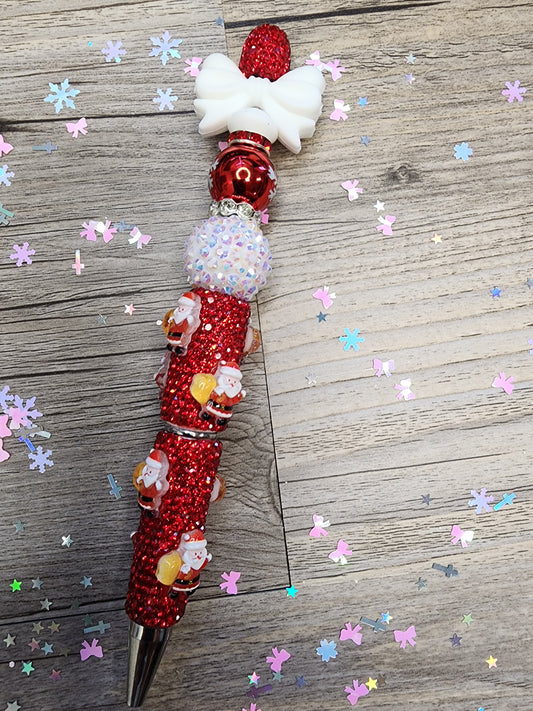 Santa Christmas Pen - Red Rhinestone