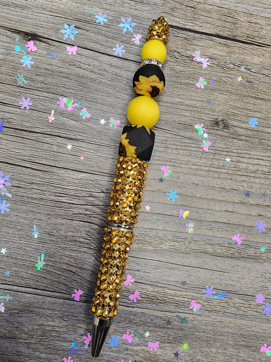 Sunflower Gold Rhinestone Pen
