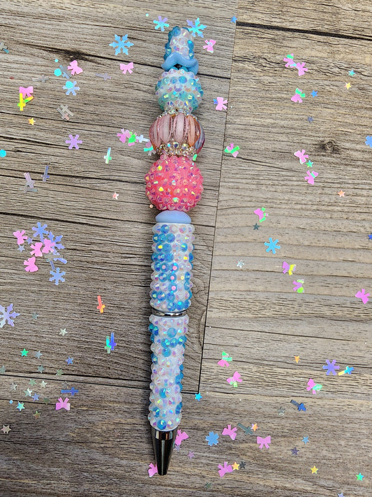 Sassy Sparkle Pen - Light Blue & White Rhinestone