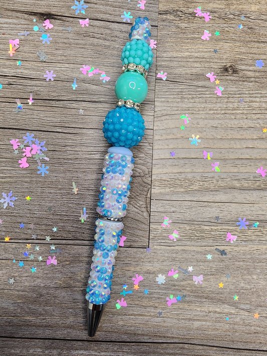 Blue & Teal Sparkly Pen - Rhinestone