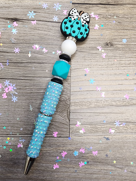 Teal Pumpkin Pen - Light Blue Rhinestone
