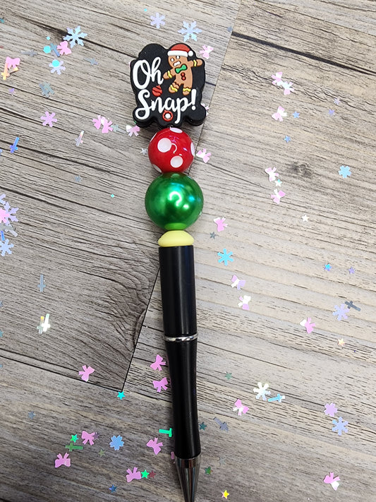 Black Gingerbread Pen with Polka Dots