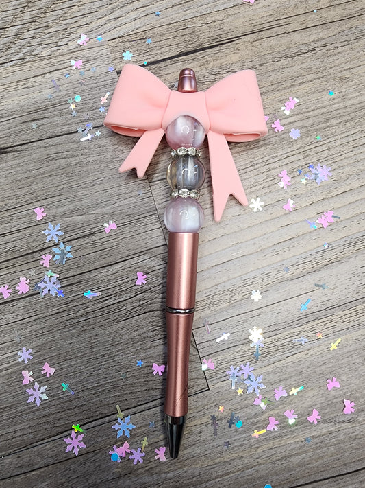 Metallic Pink Pen with Bow