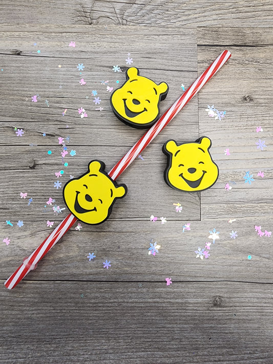 Hard Plastic Pooh Bear Straw Topper