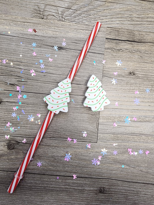 White Hard Plastic Christmas Tree Straw Topper