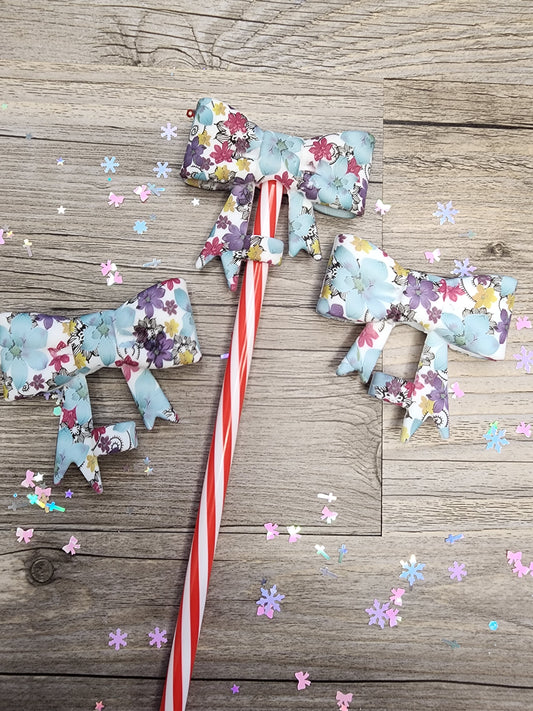 Flower Print Silicone Bow Straw Topper