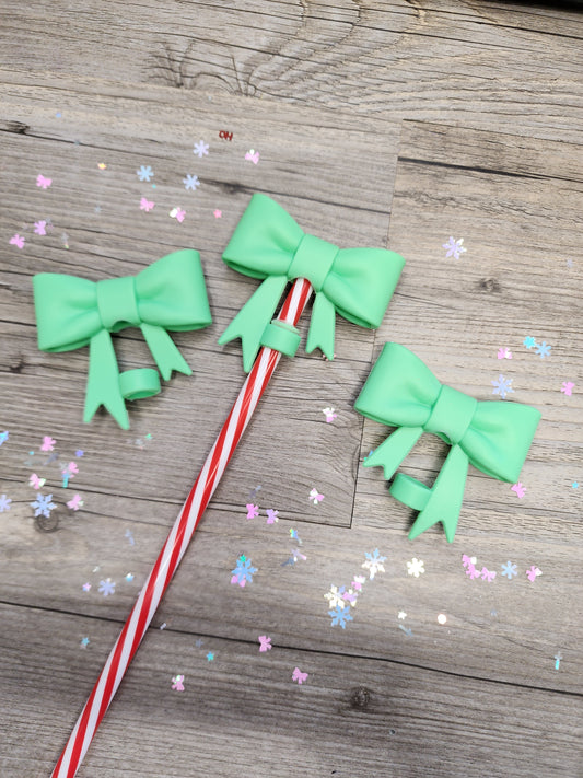 Light Green Silicone Bow Straw Topper