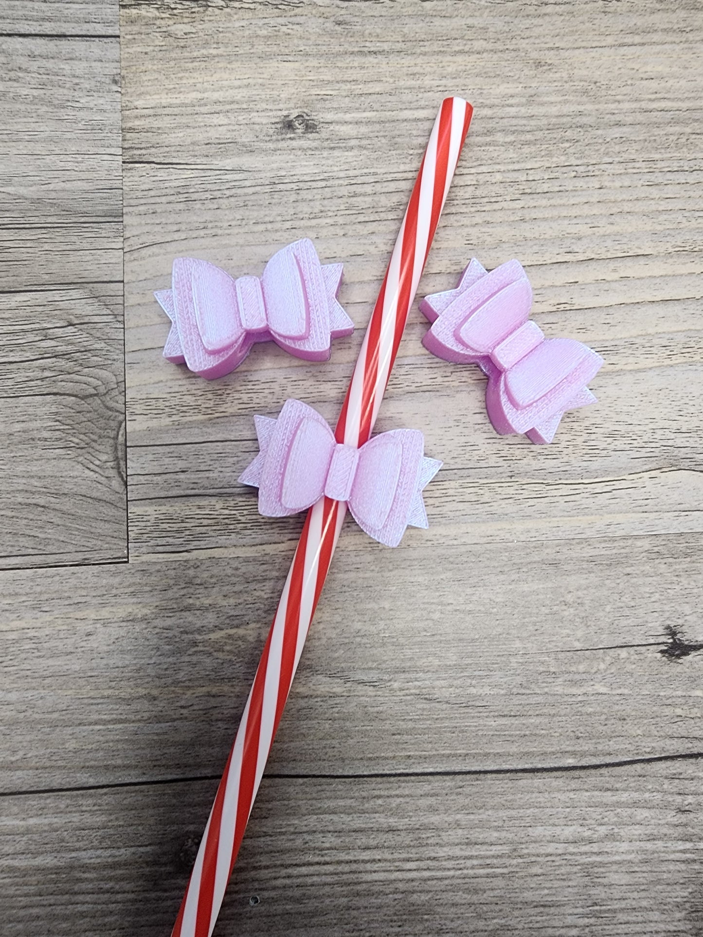 Pink Plastic Bow Straw Topper