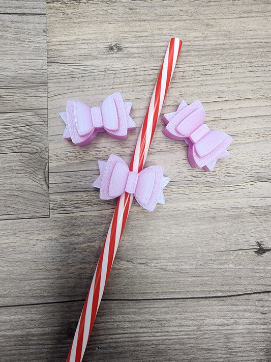 Pink Plastic Bow Straw Topper