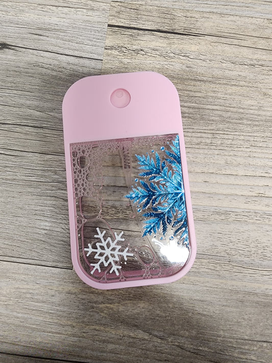 Pink Spray Hand Sanitizer with Snowflake Decals