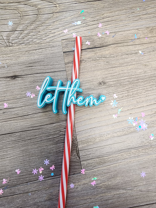Let Them Straw Topper - Blue and White