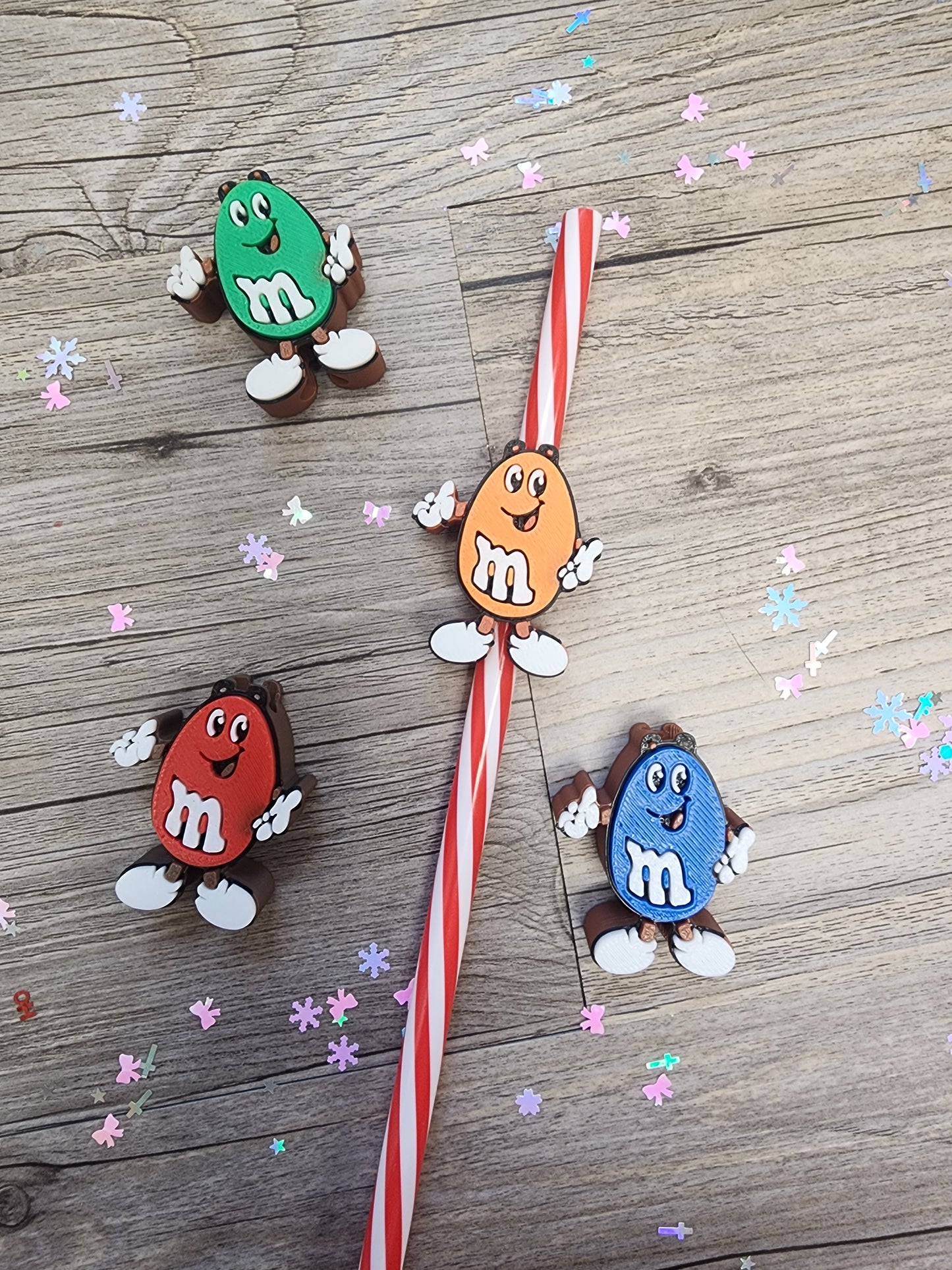 Orange M&M Straw Topper