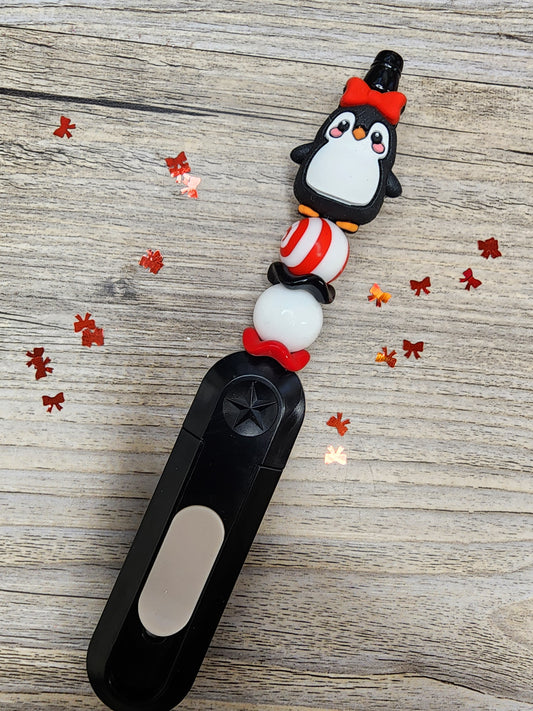 Beaded Box Cutter - Black Handle with Red & White