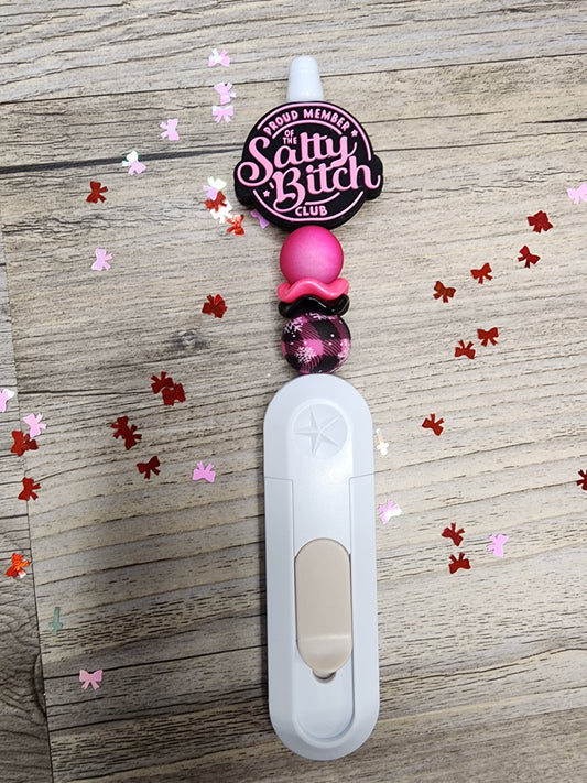 Beaded Box Cutter - White Handle with Salty Bitch Focal