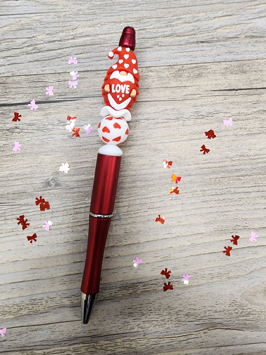 Red Valentine's Day Pen with Gnome Focal