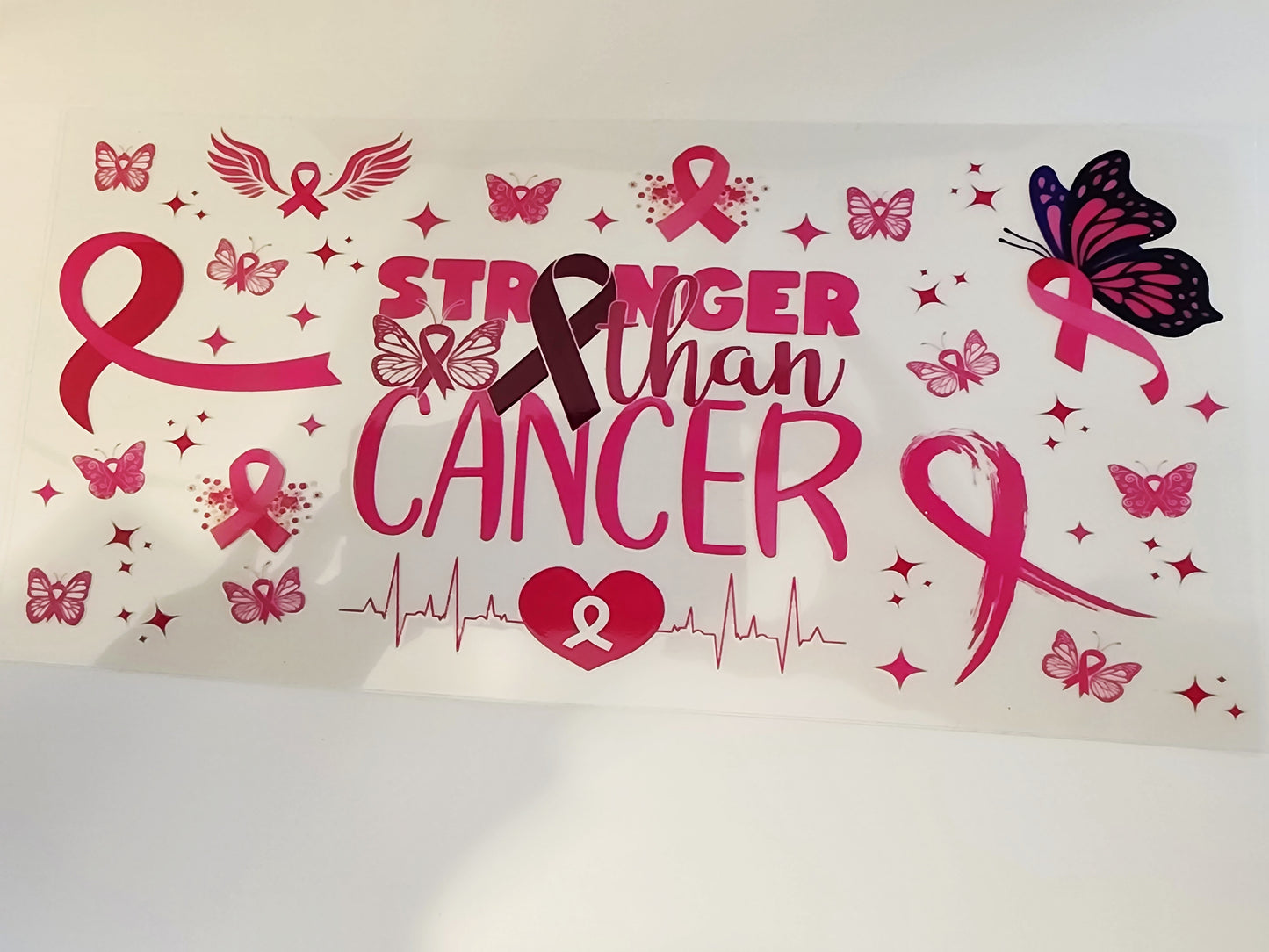 UV-DTF 16 oz. Cup Wrap - Stronger than Cancer  #6