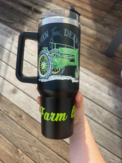 Live Cup Orders 40 oz. Powder Coated Stainless Steel Tumbler with Handle